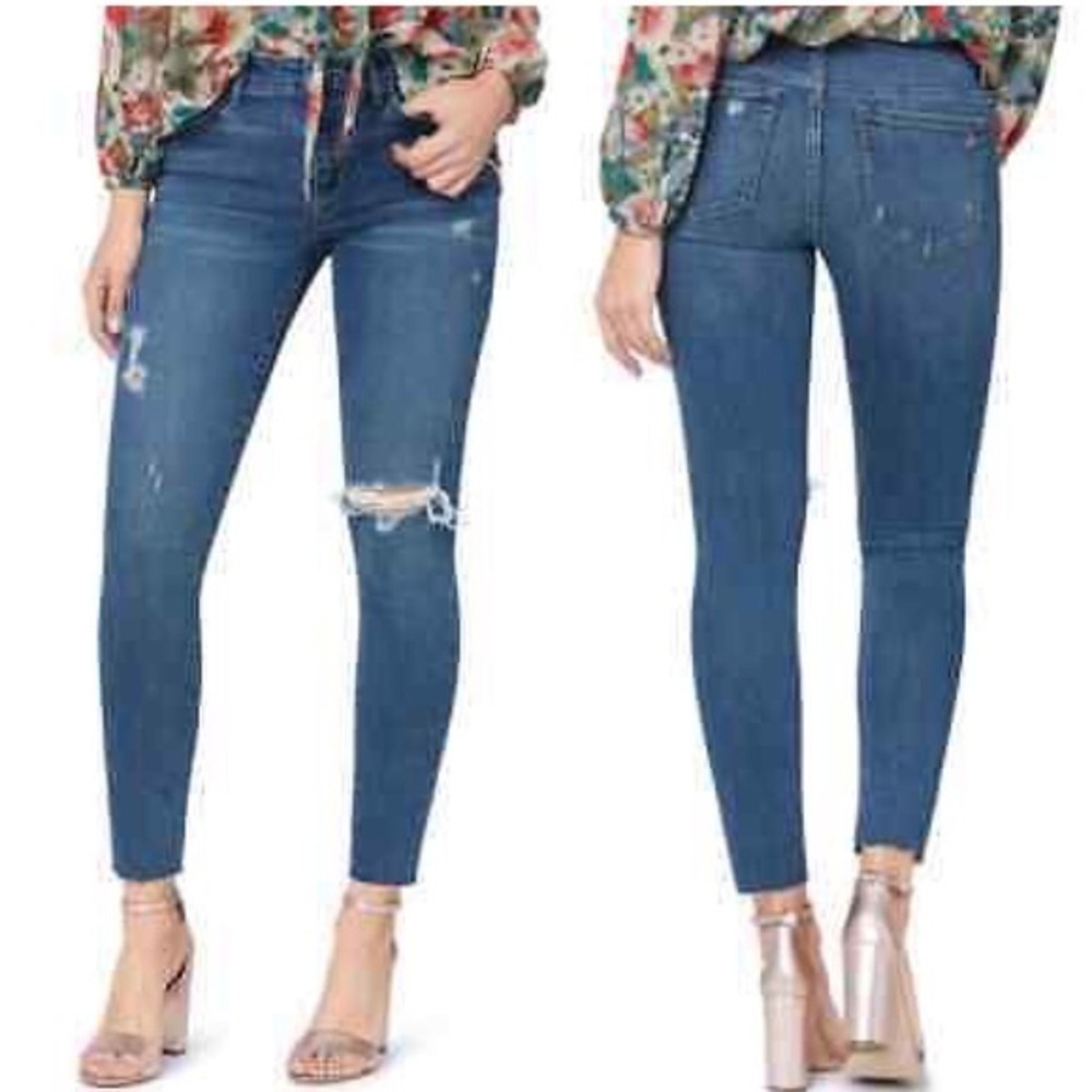 Sam Edleman Jeans The Kitten Ripped Knee Raw Hem Skinny Ankle Jeans